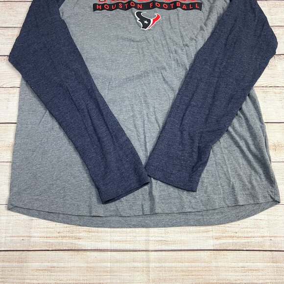 Houston Texans NFL Raglan Long‎ Sleeve T-Shirt Men's XL Gray Navy Fanatics - Picture 6 of 6